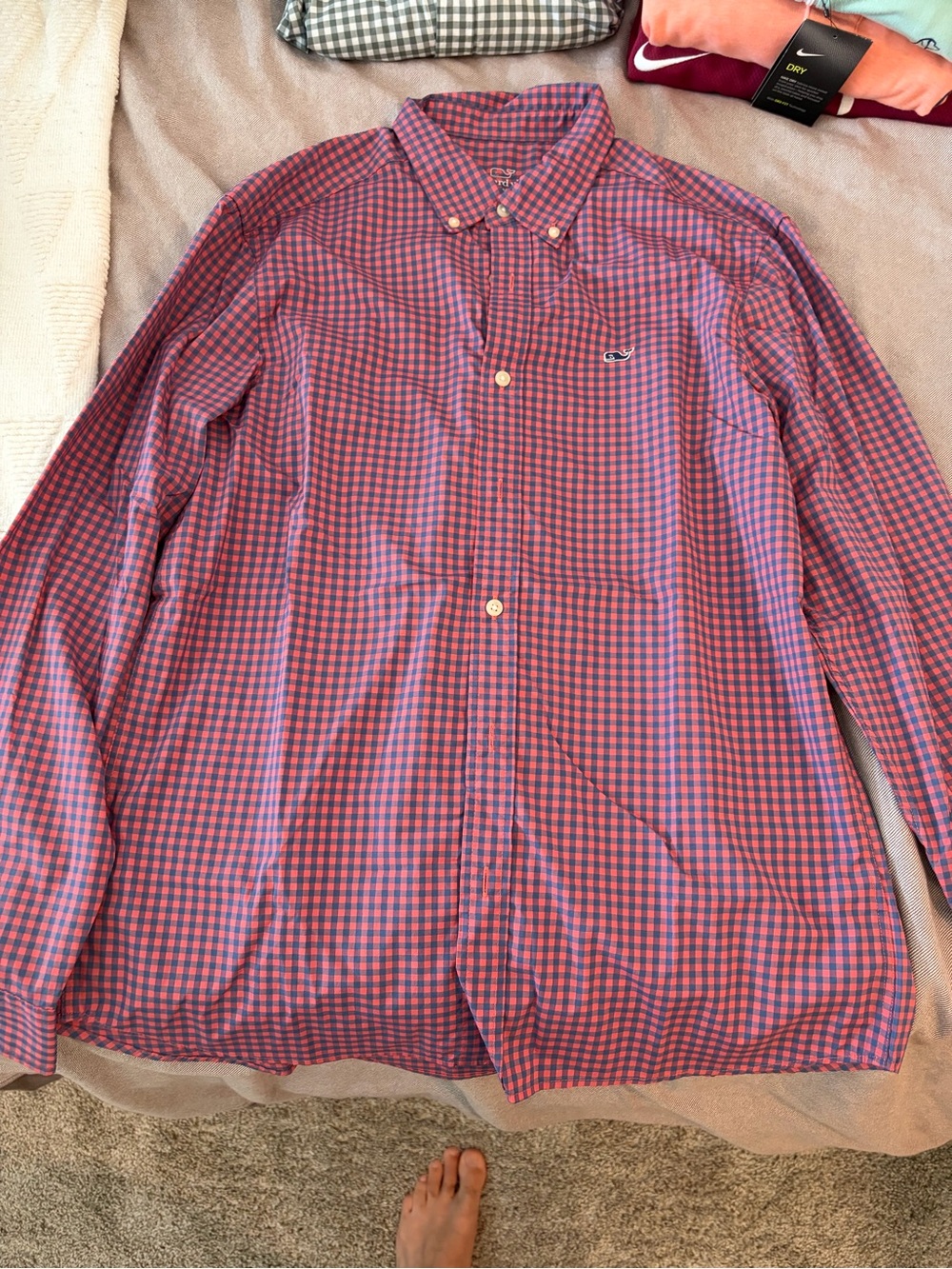 Vineyard Vines Red & Blue Gingham Button-Down Shirt